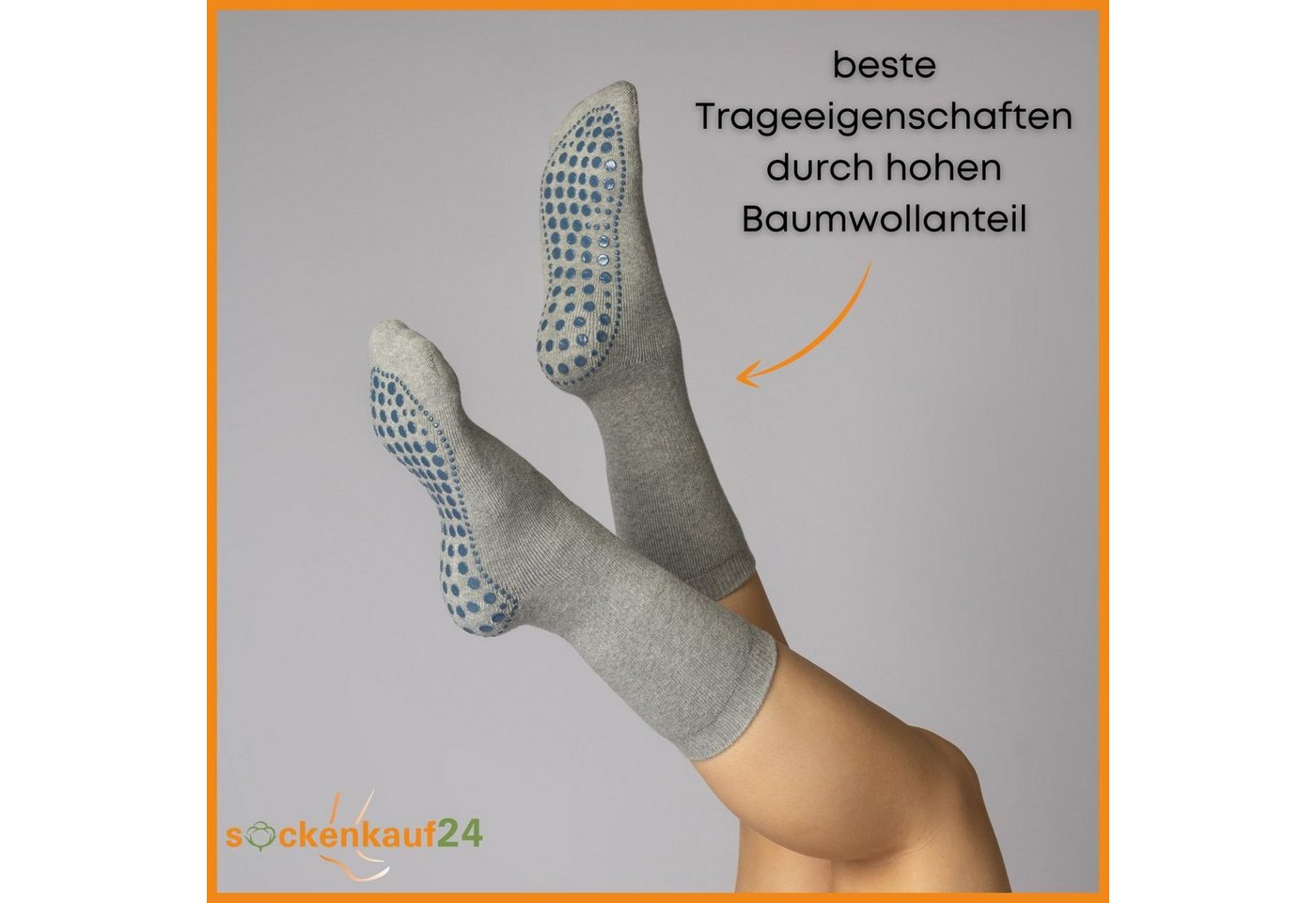 sockenkauf24 ABS-Socken 3 oder 6 Paar "Premium" Anti Rutsch Socken Damen Herren (Schwarz, Blau, Grau, 6-Paar, 39-42) ABS Socken Noppen Stoppersocken - 8600 WP – Bild 2 von 5
