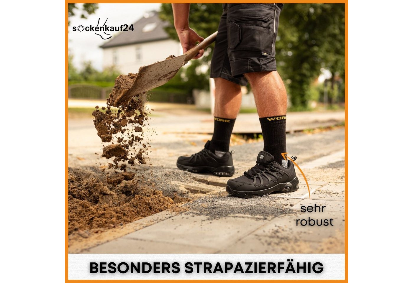 sockenkauf24 Arbeitssocken 10 oder 20 Paar Herren Arbeitssocken "WORK" atmungsaktiv (Schwarz, Grau Meliert, 10-Paar, 47-50) verstärkt durch Vollfrottee - 10201 – Bild 4 von 5