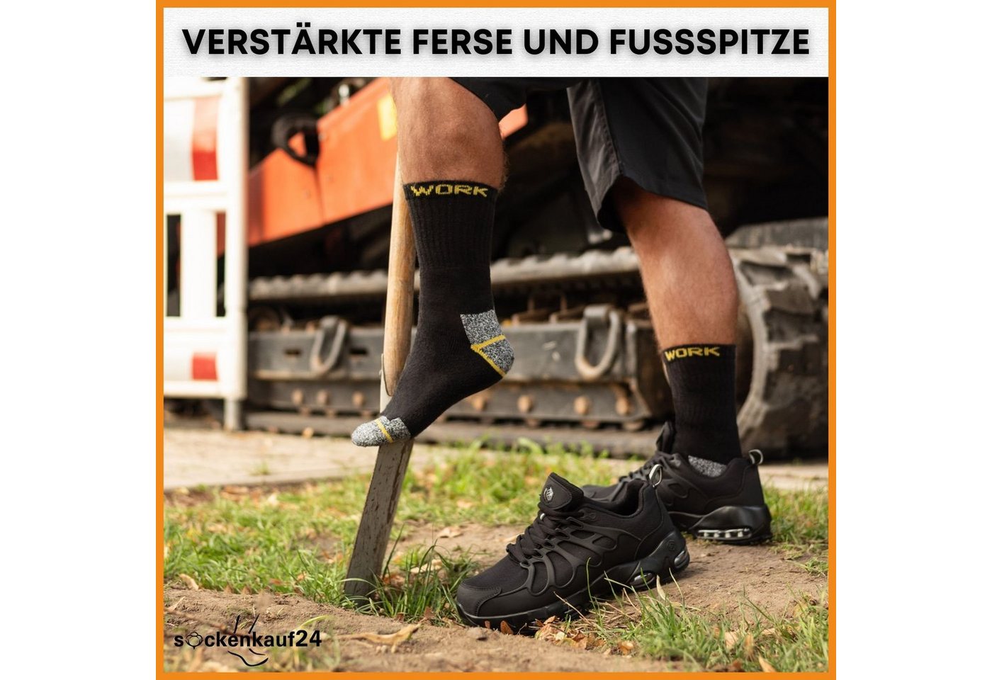 sockenkauf24 Arbeitssocken 10 oder 20 Paar Herren Arbeitssocken "WORK" atmungsaktiv (Schwarz, Grau Meliert, 20-Paar, 43-46) verstärkt durch Vollfrottee - 10201 – Bild 3 von 5