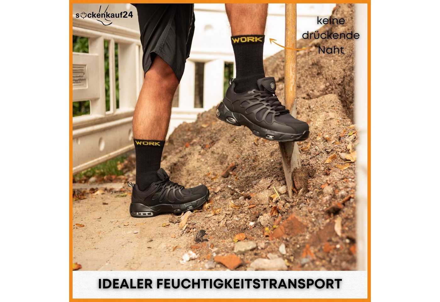 sockenkauf24 Arbeitssocken 10 oder 20 Paar Herren Arbeitssocken "WORK" atmungsaktiv (Schwarz, 20-Paar, 43-46) verstärkt durch Vollfrottee - 10200 – Bild 2 von 5