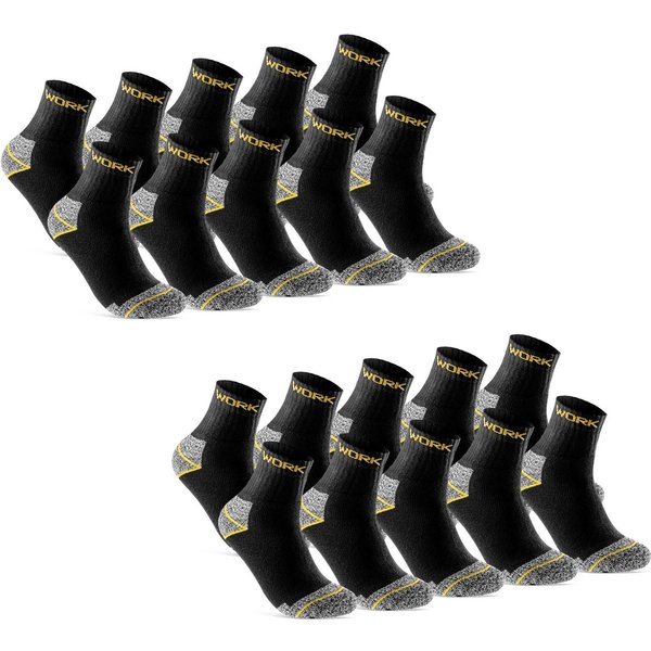 sockenkauf24 Arbeitssocken 10 oder 20 Paar WORK "kurze Arbeitssocken" Herren Kurzsocken (43-46, 20-Paar, Schwarz/Grau Meliert) verstärkt durch Vollfrottee - 102