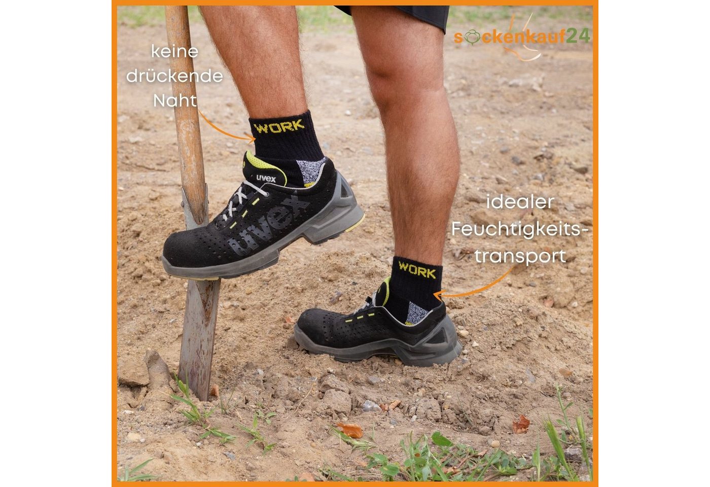 sockenkauf24 Arbeitssocken 10 oder 20 Paar WORK "kurze Arbeitssocken" Herren Kurzsocken (43-46, 20-Paar, Schwarz/Grau Meliert) verstärkt durch Vollfrottee - 102 – Bild 2 von 5