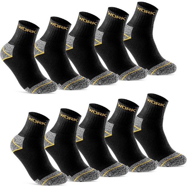 sockenkauf24 Arbeitssocken 10 oder 20 Paar WORK "kurze Arbeitssocken" Herren Kurzsocken (47-50, 10-Paar, Schwarz/Grau Meliert) verstärkt durch Vollfrottee - 102