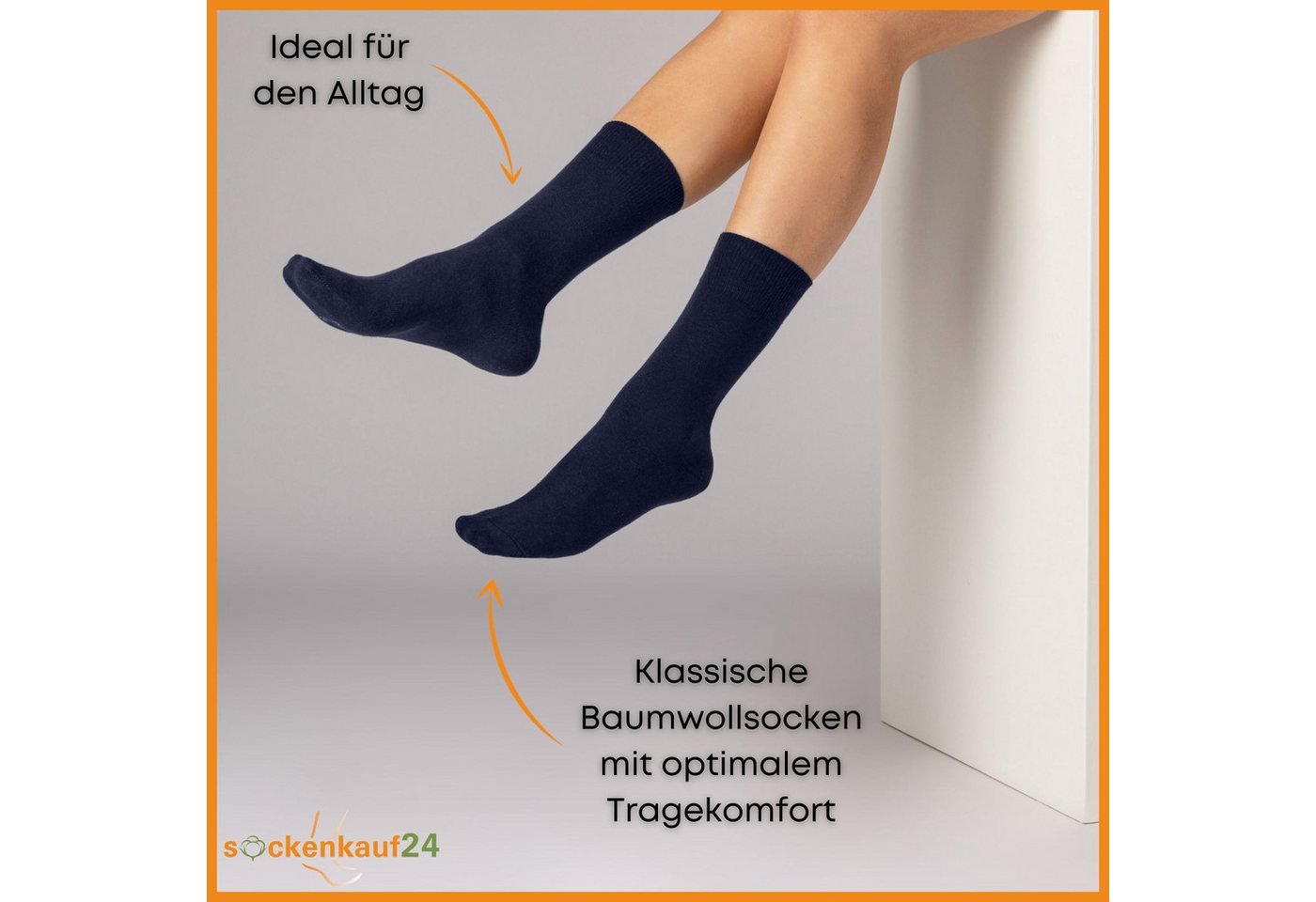 sockenkauf24 Basicsocken 6 oder 12 Paar Socken Damen & Herren Business Socken Baumwolle (Jeansmix, 12-Paar, 35-38) Komfortbund atmungsaktiv - Basicline 70203 – Bild 2 von 5