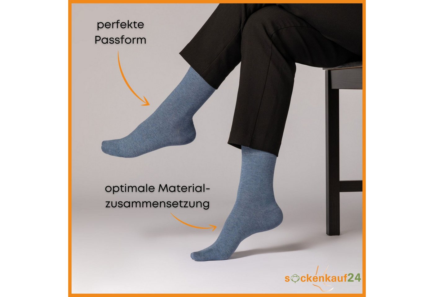 sockenkauf24 Basicsocken 6 oder 12 Paar Socken Damen & Herren Business Socken Baumwolle (Jeansmix, 12-Paar, 35-38) Komfortbund atmungsaktiv - Basicline 70203 – Bild 4 von 5