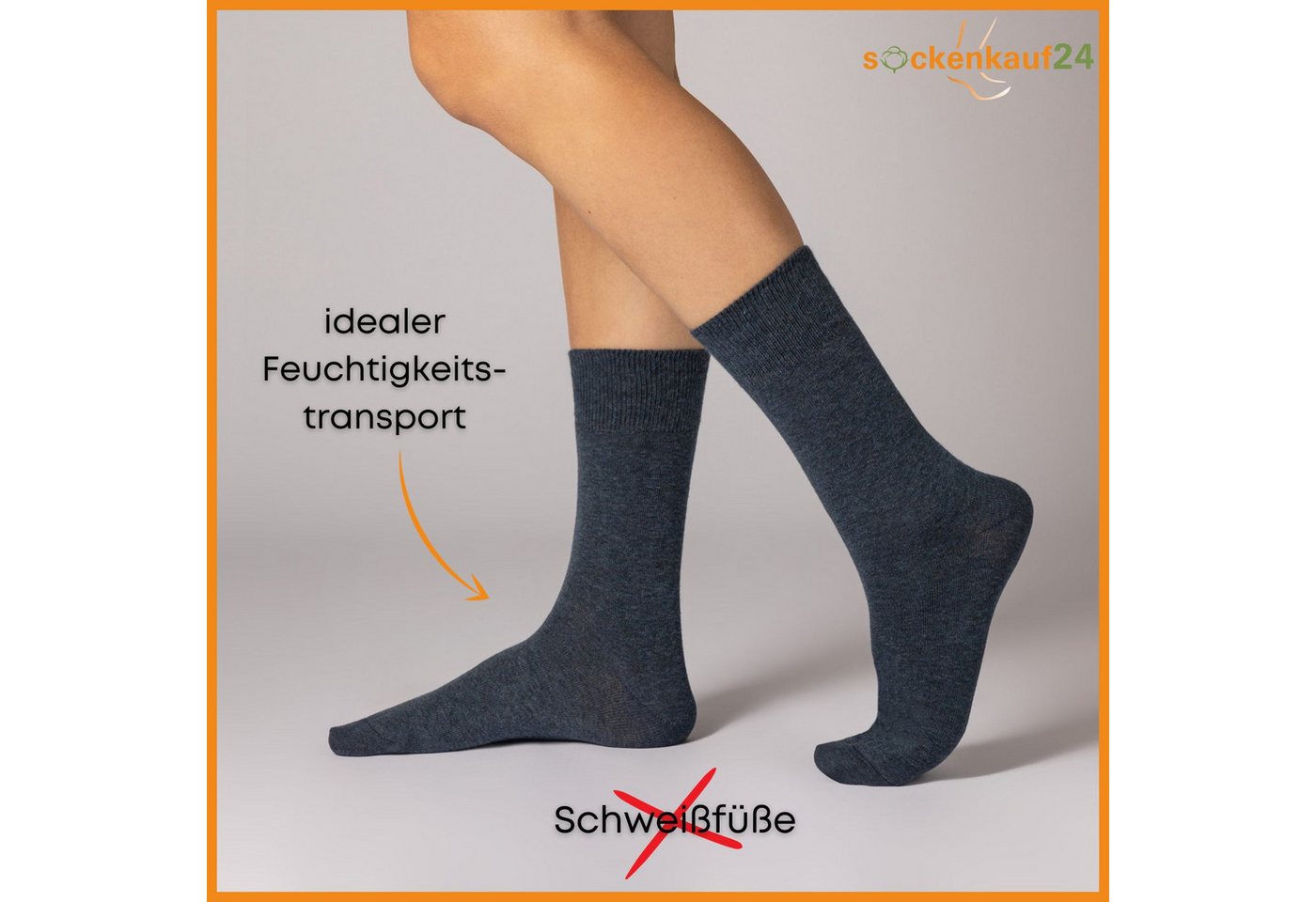 sockenkauf24 Basicsocken 6 oder 12 Paar Socken Damen & Herren Business Socken Baumwolle (Jeansmix, 12-Paar, 35-38) Komfortbund atmungsaktiv - Basicline 70203 – Bild 5 von 5