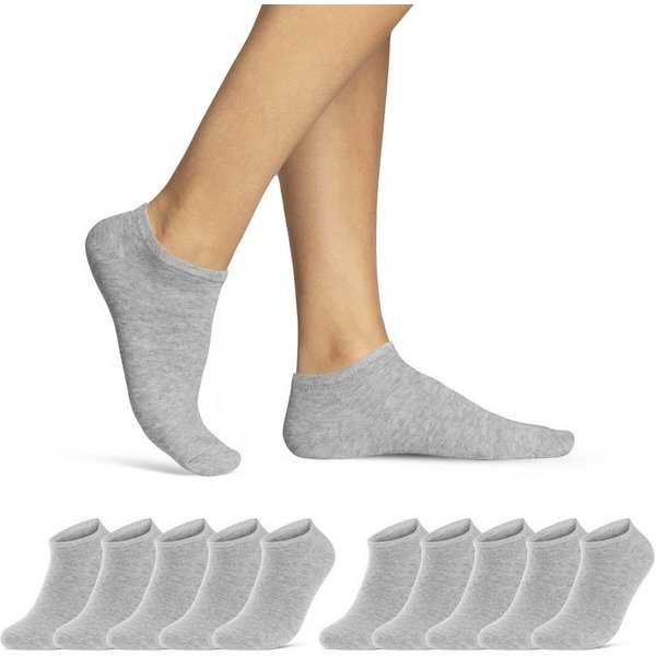sockenkauf24 Sneakersocken 10, 20, 30 Paar Sneaker Socken Damen & Herren Schwarz Weiß Grau (Grau, 10-Paar, 39-42) Baumwolle - 16900 WP
