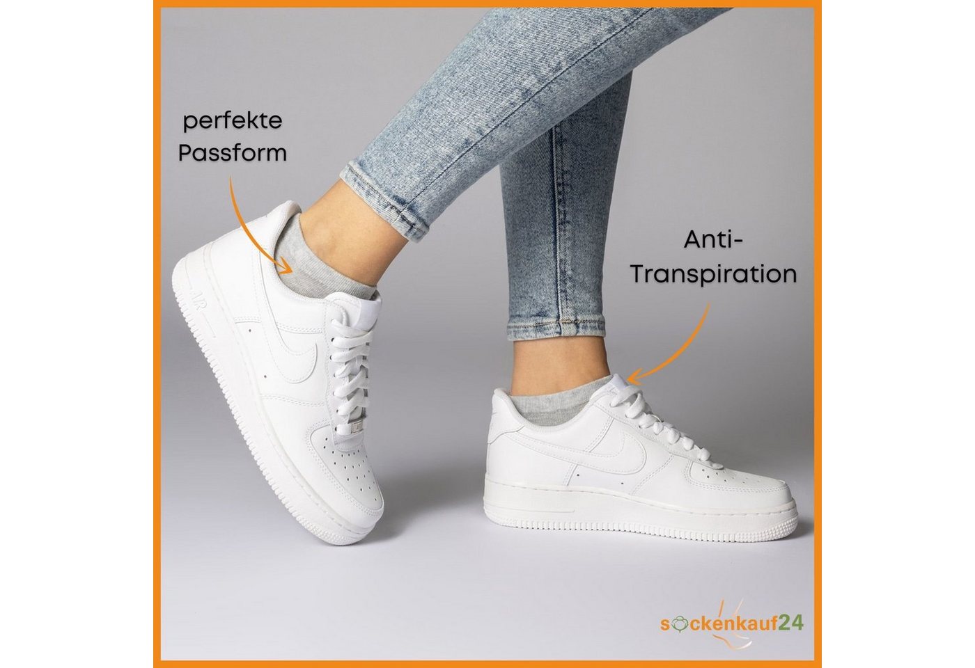 sockenkauf24 Sneakersocken 10, 20, 30 Paar Sneaker Socken Damen & Herren Schwarz Weiß Grau (Grau, 10-Paar, 39-42) Baumwolle - 16900 WP – Bild 3 von 5