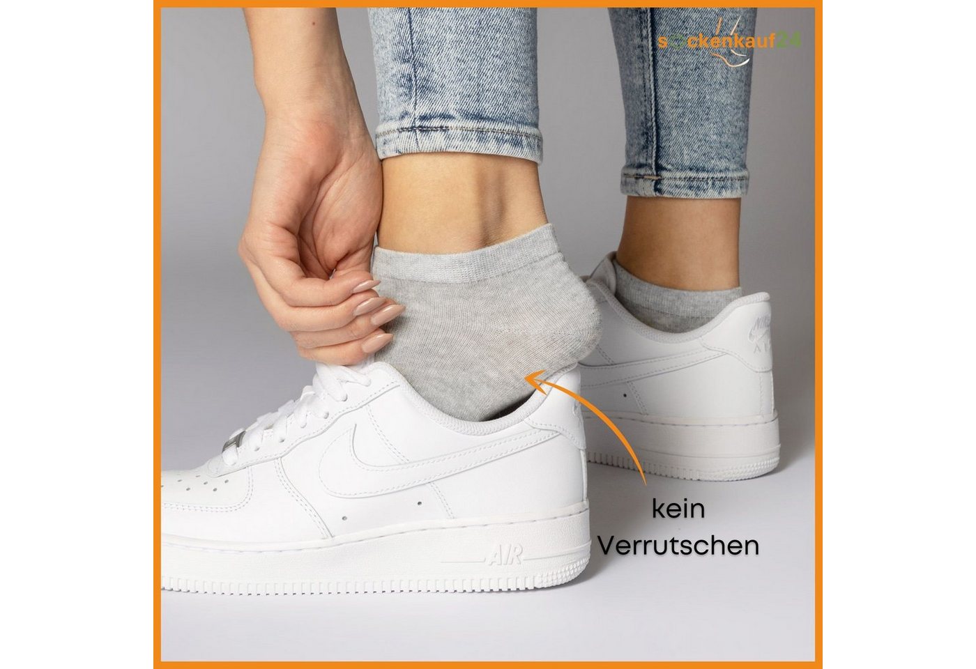 sockenkauf24 Sneakersocken 10, 20, 30 Paar Sneaker Socken Damen & Herren Schwarz Weiß Grau (Grau, 10-Paar, 39-42) Baumwolle - 16900 WP – Bild 5 von 5