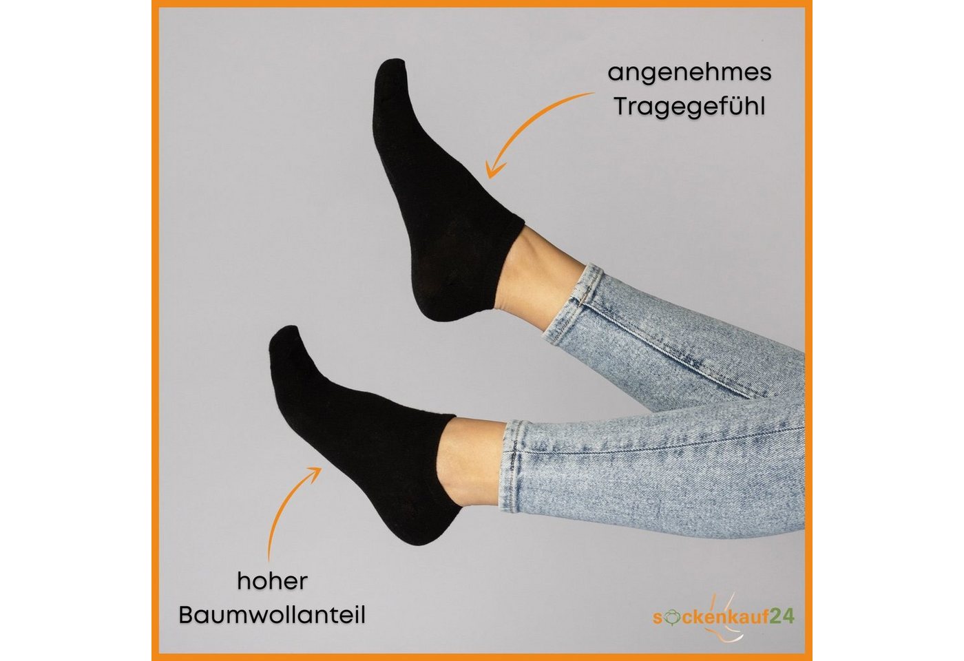 sockenkauf24 Sneakersocken 10, 20, 30 Paar Sneaker Socken Damen & Herren Schwarz Weiß Grau (Schwarz, 30-Paar, 47-50) Baumwolle - 16900 – Bild 2 von 5