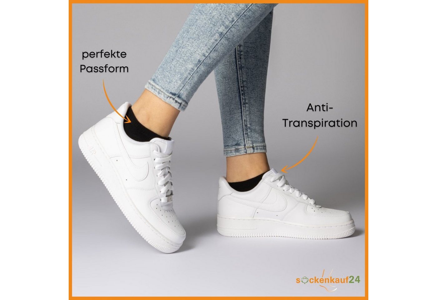sockenkauf24 Sneakersocken 10, 20, 30 Paar Sneaker Socken Damen & Herren Schwarz Weiß Grau (Schwarz, 30-Paar, 47-50) Baumwolle - 16900 – Bild 3 von 5