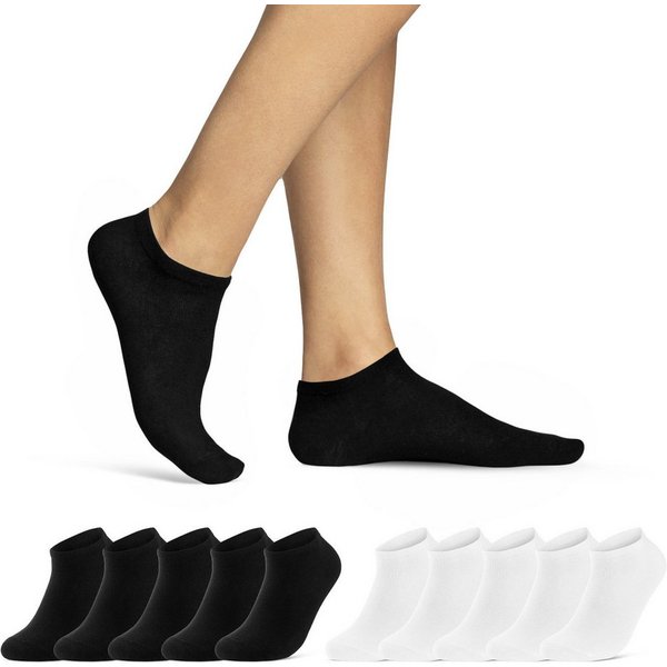 sockenkauf24 Sneakersocken 10, 20, 30 Paar Sneaker Socken Damen & Herren Schwarz Weiß Grau (5xSchwarz, 5xWeiß, 10-Paar, 35-38) Baumwolle - 16900 WP