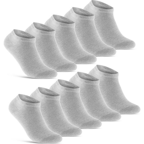sockenkauf24 Sneakersocken 10 Paar Basic Sneaker Socken Herren & Damen aus Baumwolle (Grau, 35-38) mit Komfortbund (Basicline) - 70202T WP