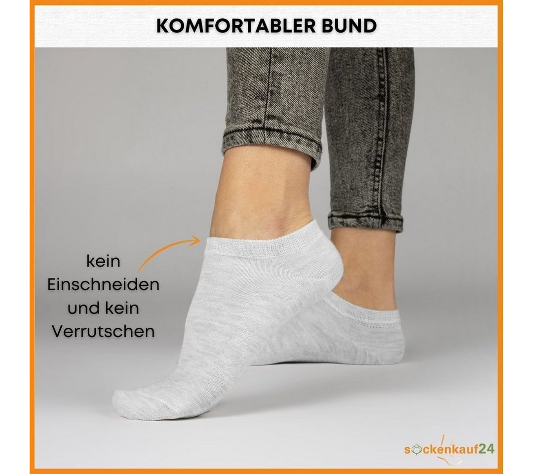 sockenkauf24 Sneakersocken 10 Paar Basic Sneaker Socken Herren & Damen aus Baumwolle (Grau, 35-38) mit Komfortbund (Basicline) - 70202T WP – Bild 2 von 5