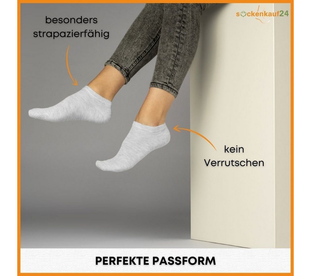 sockenkauf24 Sneakersocken 10 Paar Basic Sneaker Socken Herren & Damen aus Baumwolle (Grau, 35-38) mit Komfortbund (Basicline) - 70202T WP – Bild 5 von 5