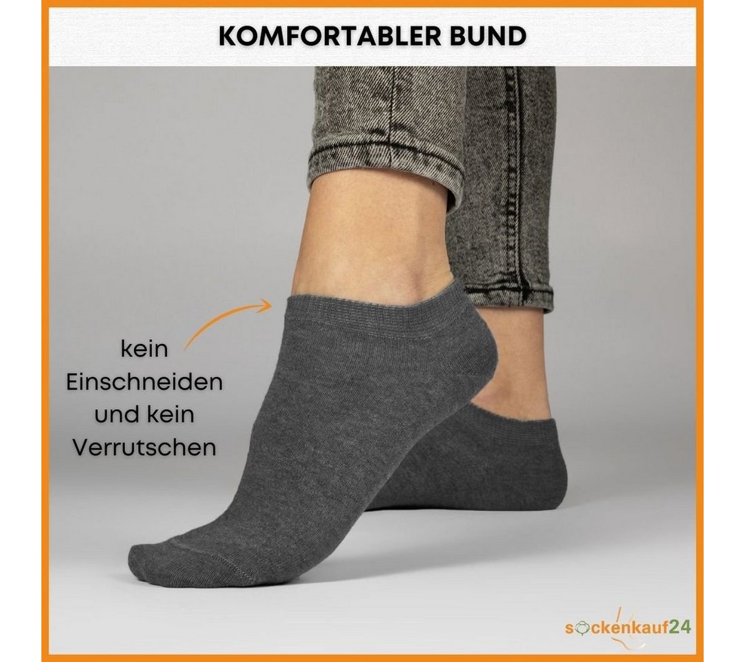 sockenkauf24 Sneakersocken 10 Paar Basic Sneaker Socken Herren & Damen aus Baumwolle (Schwarz/Anthrazit, 47-50) mit Komfortbund (Basicline) - 70202T WP – Bild 2 von 5
