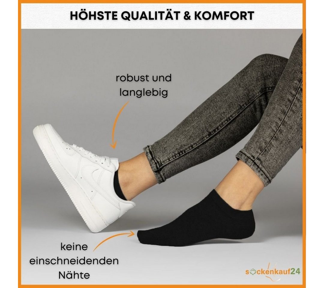 sockenkauf24 Sneakersocken 10 Paar Basic Sneaker Socken Herren & Damen aus Baumwolle (Schwarz/Anthrazit, 47-50) mit Komfortbund (Basicline) - 70202T WP – Bild 3 von 5