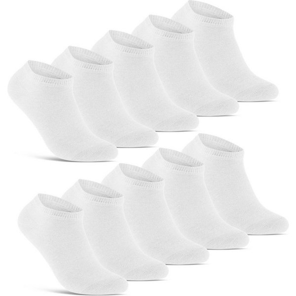 sockenkauf24 Sneakersocken 10 Paar Basic Sneaker Socken Herren & Damen aus Baumwolle (Weiß, 43-46) mit Komfortbund (Basicline) - 70202T WP