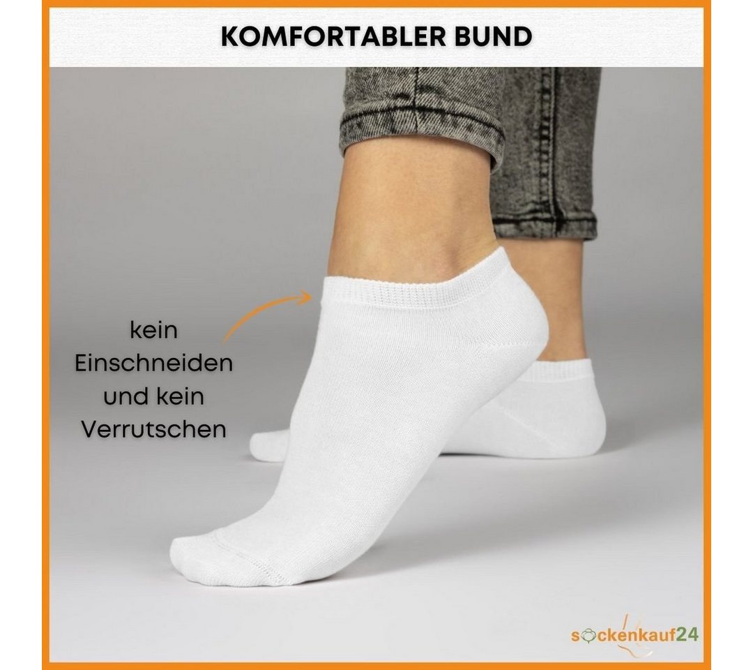 sockenkauf24 Sneakersocken 10 Paar Basic Sneaker Socken Herren & Damen aus Baumwolle (Weiß, 43-46) mit Komfortbund (Basicline) - 70202T WP – Bild 2 von 5