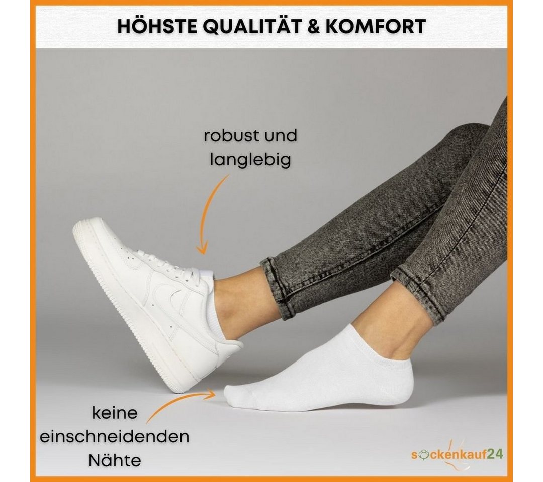sockenkauf24 Sneakersocken 10 Paar Basic Sneaker Socken Herren & Damen aus Baumwolle (Weiß, 43-46) mit Komfortbund (Basicline) - 70202T WP – Bild 3 von 5