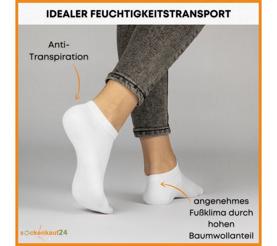 sockenkauf24 Sneakersocken 10 Paar Basic Sneaker Socken Herren & Damen aus Baumwolle (Weiß, 43-46) mit Komfortbund (Basicline) - 70202T WP – Bild 4 von 5