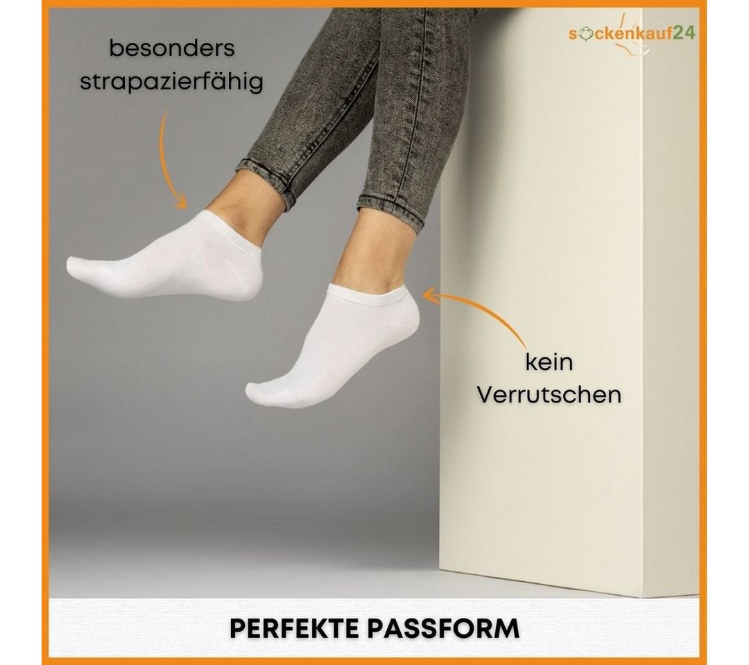 sockenkauf24 Sneakersocken 10 Paar Basic Sneaker Socken Herren & Damen aus Baumwolle (Weiß, 43-46) mit Komfortbund (Basicline) - 70202T WP – Bild 5 von 5