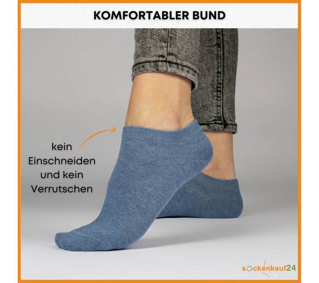 sockenkauf24 Sneakersocken 10 Paar Basic Sneaker Socken Herren & Damen aus Baumwolle (Jeans, 47-50) mit Komfortbund (Basicline) - 70202T WP – Bild 2 von 5
