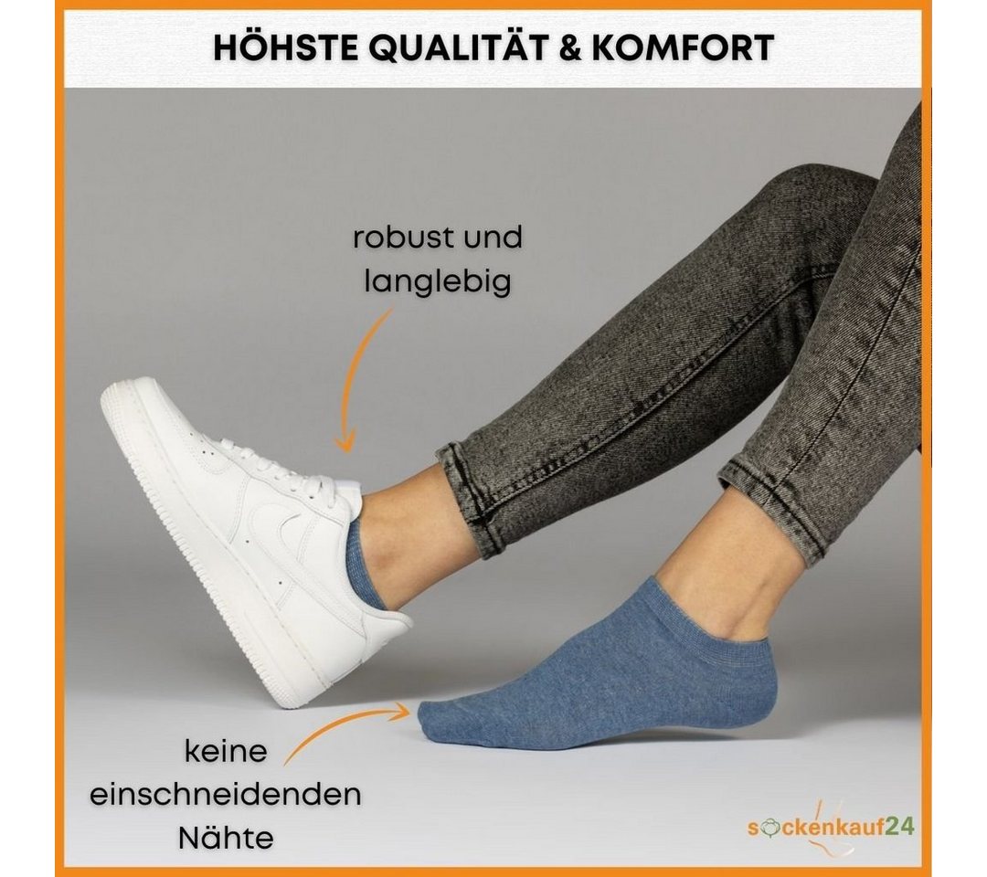 sockenkauf24 Sneakersocken 10 Paar Basic Sneaker Socken Herren & Damen aus Baumwolle (Jeans, 47-50) mit Komfortbund (Basicline) - 70202T WP – Bild 3 von 5