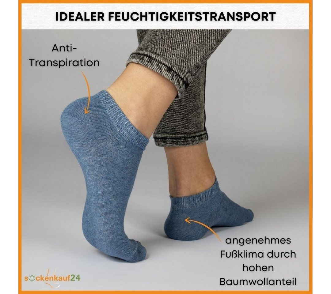 sockenkauf24 Sneakersocken 10 Paar Basic Sneaker Socken Herren & Damen aus Baumwolle (Jeans, 47-50) mit Komfortbund (Basicline) - 70202T WP – Bild 4 von 5