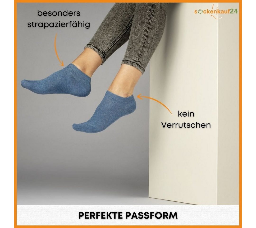 sockenkauf24 Sneakersocken 10 Paar Basic Sneaker Socken Herren & Damen aus Baumwolle (Jeans, 47-50) mit Komfortbund (Basicline) - 70202T WP – Bild 5 von 5