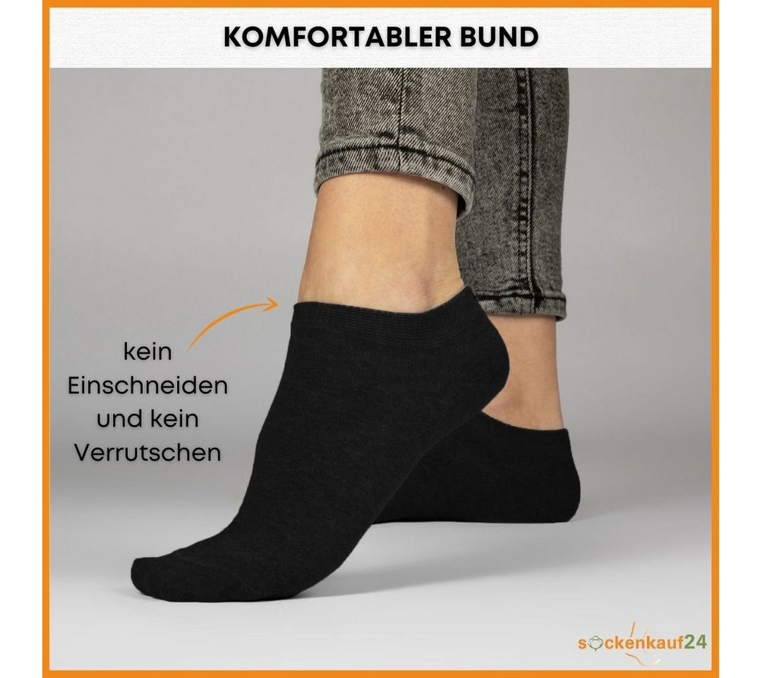 sockenkauf24 Sneakersocken 10 Paar Basic Sneaker Socken Herren & Damen aus Baumwolle (Schwarz/Weiß, 47-50) mit Komfortbund (Basicline) - 70202T WP – Bild 2 von 5