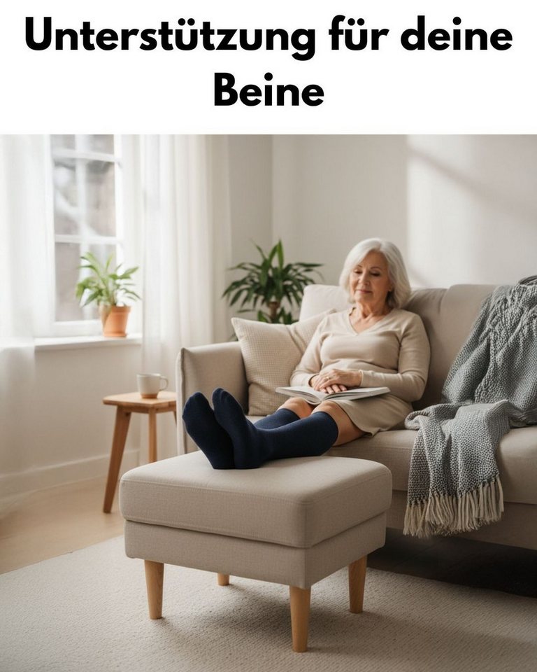 sockenkauf24 Stützkniestrümpfe Kompressionsstrümpfe Reisestrümpfe Stützstrümpfe mit Kompression (Jeans, 4-Paar, 43-46) aus Baumwolle für Damen & Herren mit Komf – Bild 5 von 5