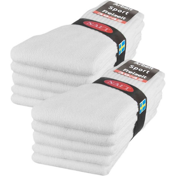 sockenkauf24 Tennissocken 10, 20, 30 Paar Sportsocken Arbeitssocken Herren & Damen (Weiß, 10-Paar, 43-46) Socken Baumwolle 10100