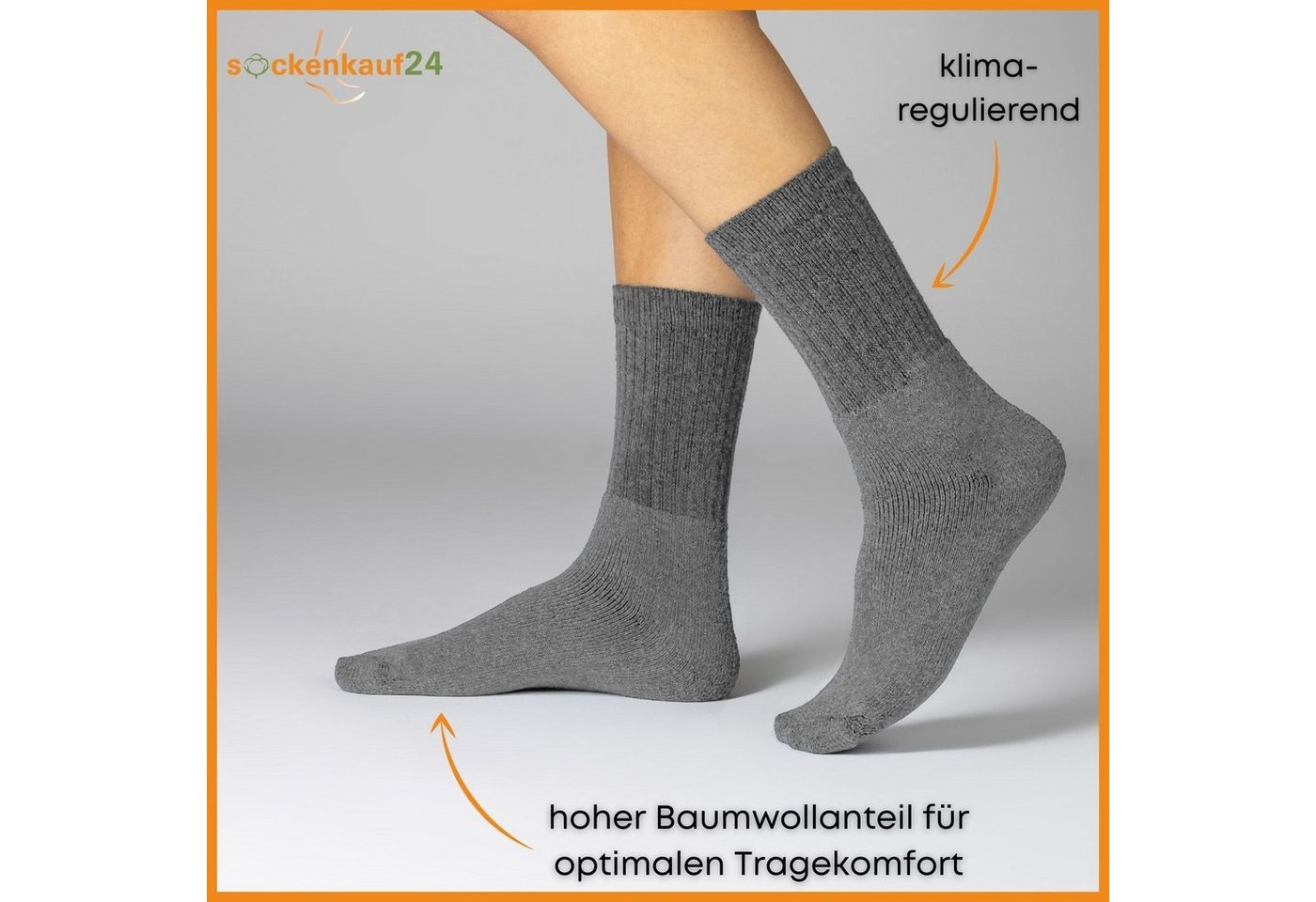 sockenkauf24 Tennissocken 10, 20, 30 Paar Sportsocken Arbeitssocken Herren & Damen (Anthazit, 10-Paar, 43-46) Socken Baumwolle 10100 – Bild 2 von 5