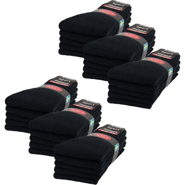 sockenkauf24 Tennissocken 10, 20, 30 Paar Sportsocken Arbeitssocken Herren & Damen (Schwarz, 30-Paar, 43-46) Socken Baumwolle 10100