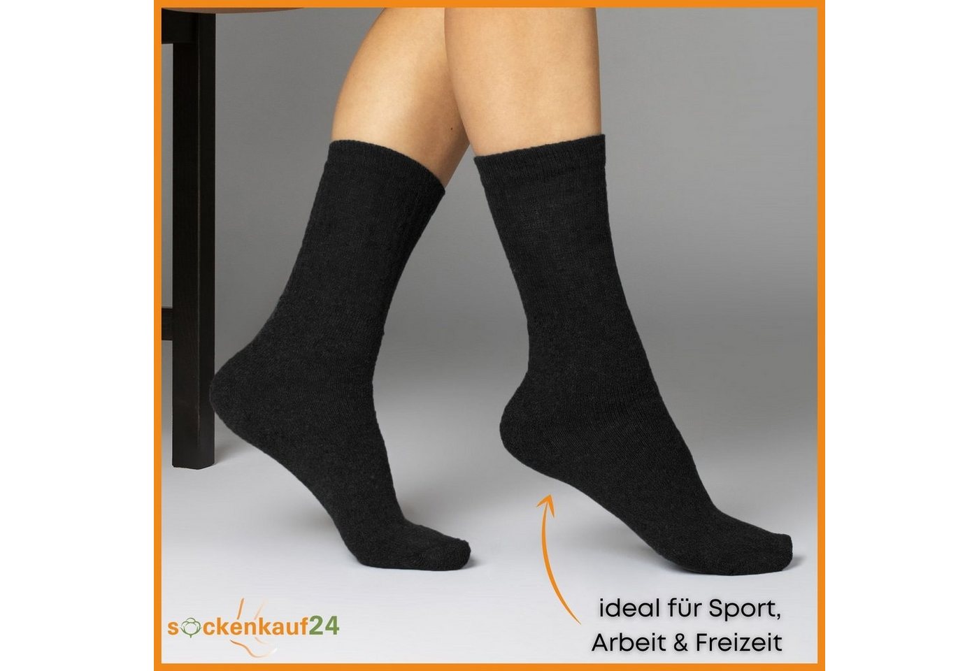 sockenkauf24 Tennissocken 10, 20, 30 Paar Sportsocken Arbeitssocken Herren & Damen (Schwarz, 10-Paar, 43-46) Socken Baumwolle 10100 – Bild 3 von 5
