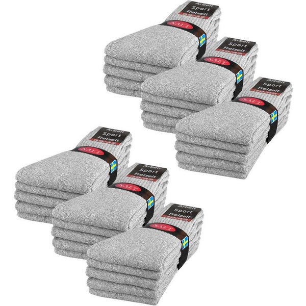 sockenkauf24 Tennissocken 10, 20, 30 Paar Sportsocken Arbeitssocken Herren & Damen (Hellgrau, 30-Paar, 47-50) Socken Baumwolle 10100