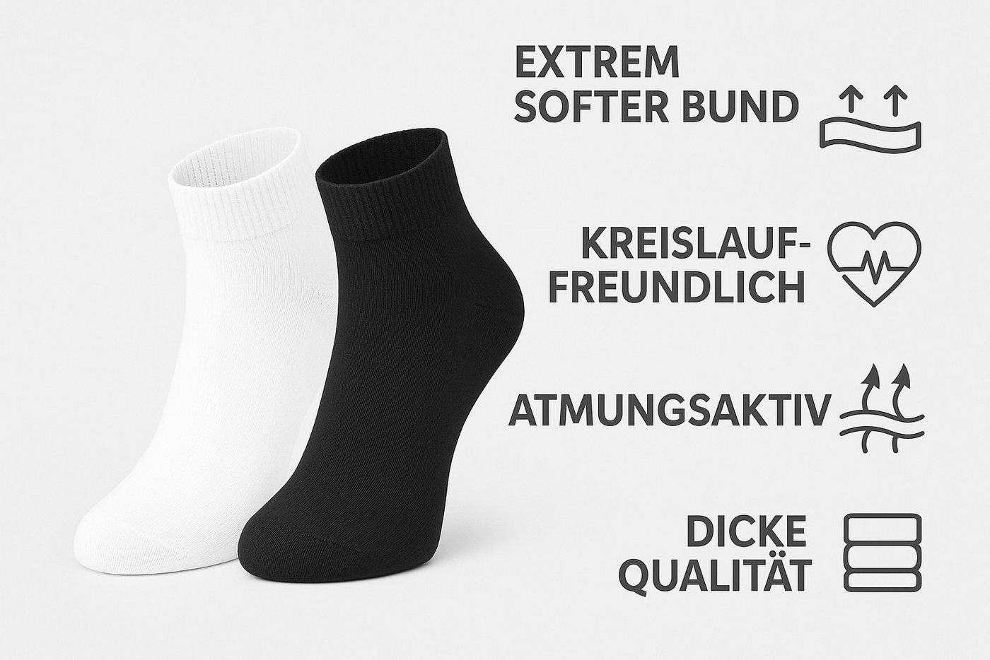 Sockswear Diabetikersocken Sneaker Kurzschaft oder Normalschaft Socken (3 Paar) extrem dehnfähiger Bund dicke Qualität kreislauffreundlich – Bild 2 von 3