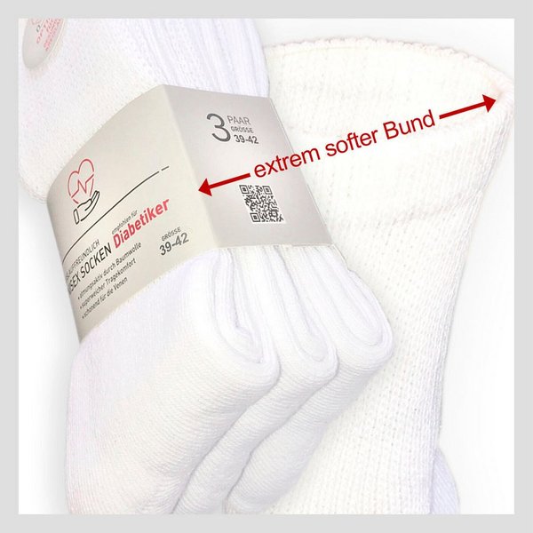 Sockswear Diabetikersocken Sneaker Kurzschaft oder Normalschaft Socken (3 Paar) extrem dehnfähiger Bund dicke Qualität kreislauffreundlich