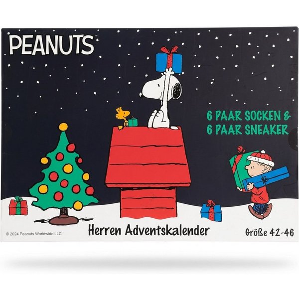 Sockswear Freizeitsocken PEANUTS HERREN Strümpfe Adventskalender 12 Paar Socken Sneaker 42-46
