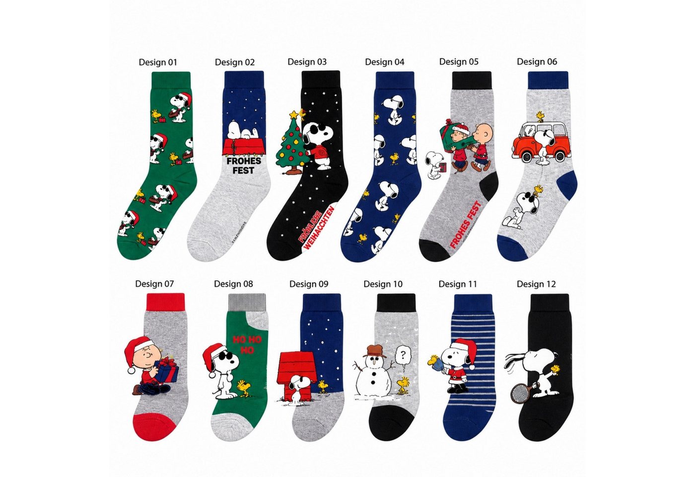 Sockswear Freizeitsocken PEANUTS HERREN Strümpfe Adventskalender 12 Paar Socken Sneaker 42-46 – Bild 3 von 3