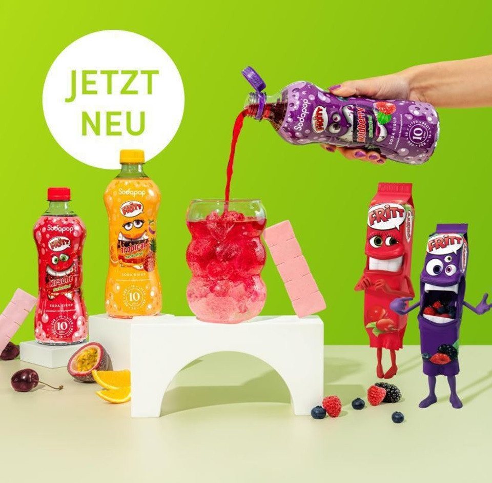 Sodapop Getränke-Sirup FRITT 3er Set, 3 x 0,5 l, 500 ml, (Set, 1x FRITT Kirsche, 1x FRITT Wildberry und 1x FRITT Tropical), zuckerfrei, Immer verdünnen! – Bild 2 von 5