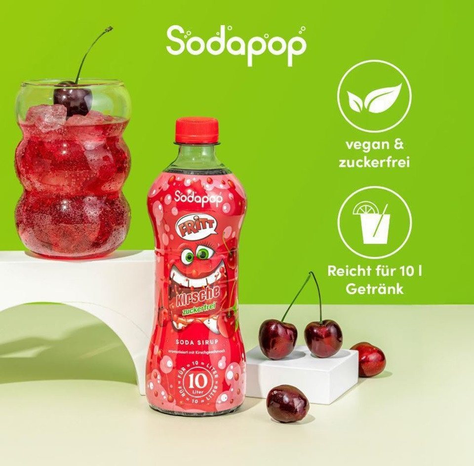 Sodapop Getränke-Sirup FRITT 3er Set, 3 x 0,5 l, 500 ml, (Set, 1x FRITT Kirsche, 1x FRITT Wildberry und 1x FRITT Tropical), zuckerfrei, Immer verdünnen! – Bild 4 von 5