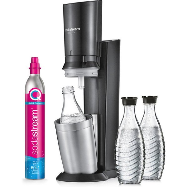 SodaStream Wassersprudler Crystal 3.0 - Vorteilspack, (Set, 5-tlg), mit Quick Connect CO2-Zylinder und 3x Glaskaraffe 0,7 L