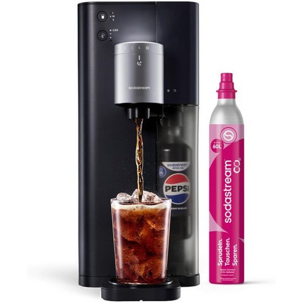 SodaStream Wassersprudler Ultimate Multi-Drink Wassersprudler, Standard Pack, (Set, 5-tlg), Für Wasser und weitere Getränke, 2 Flavor-Kappen inklusive