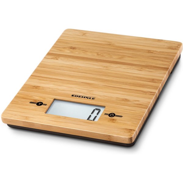 Soehnle Küchenwaage Bamboo, (1-tlg), LCD-Anzeige, bis 5kg, große Wiegefläche aus Bambus