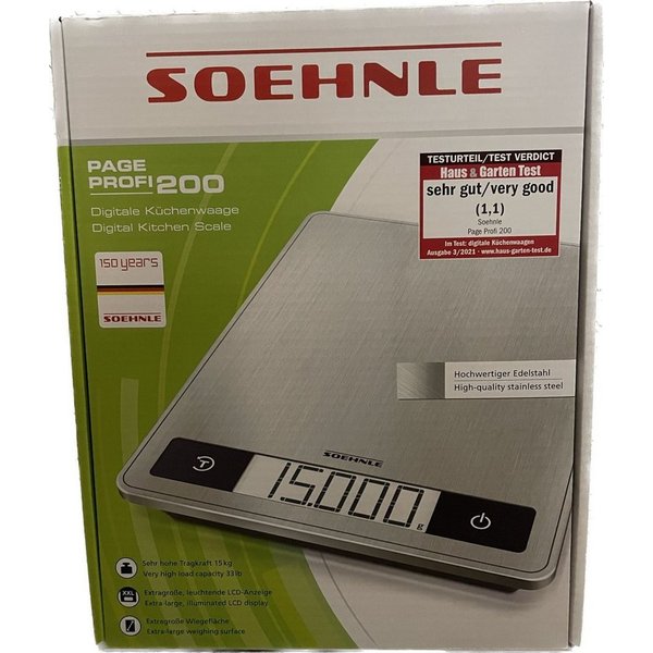 Soehnle Küchenwaage Page Profi 200 silver, bis 15kg, LCD-Anzeige