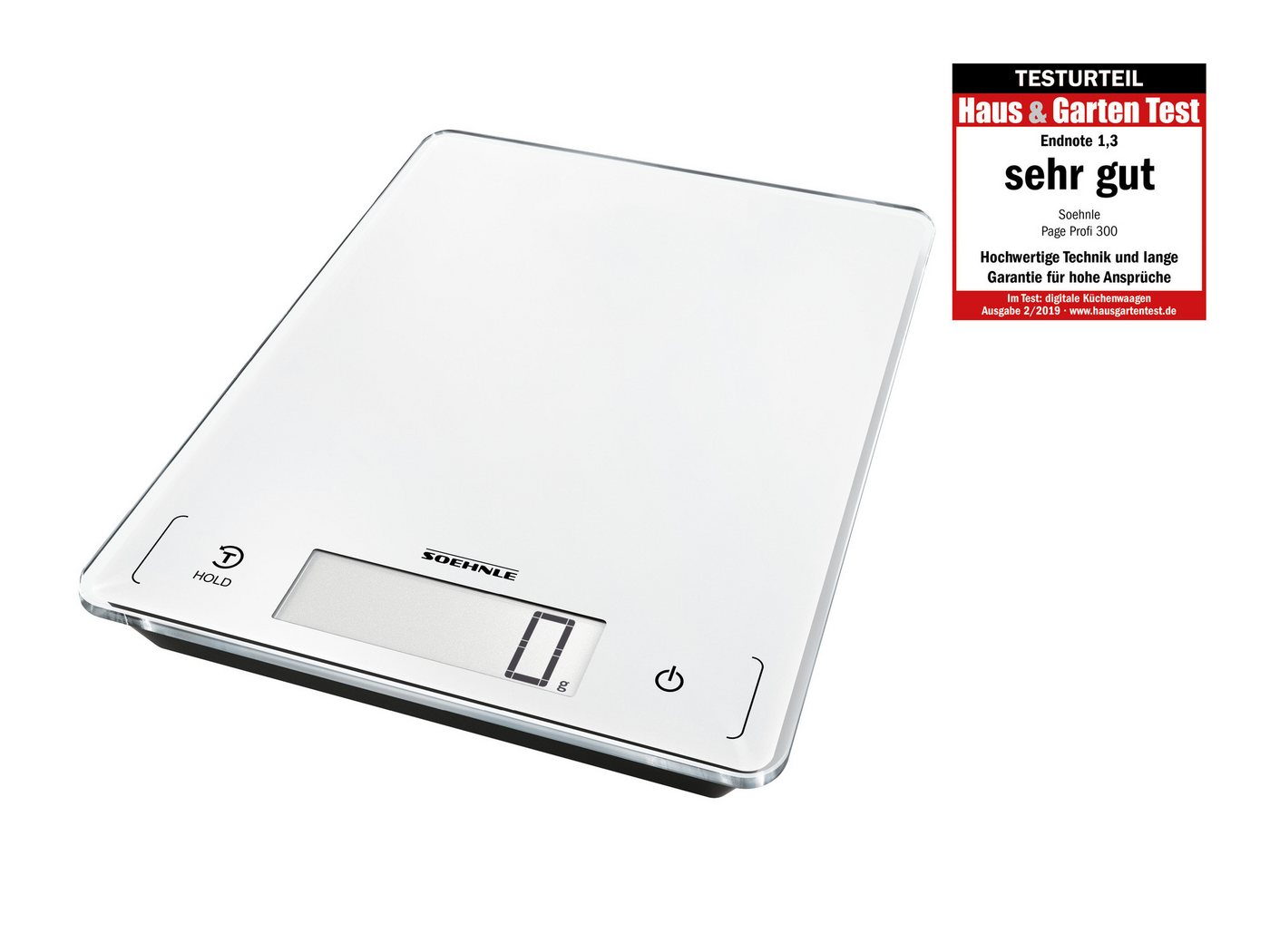 Soehnle Küchenwaage Page Profi 300, (1-tlg), LCD-Anzeige, große Wiegefläche, bis 20kg, Zuwiegefunktion (Tara), g/lb – Bild 2 von 5