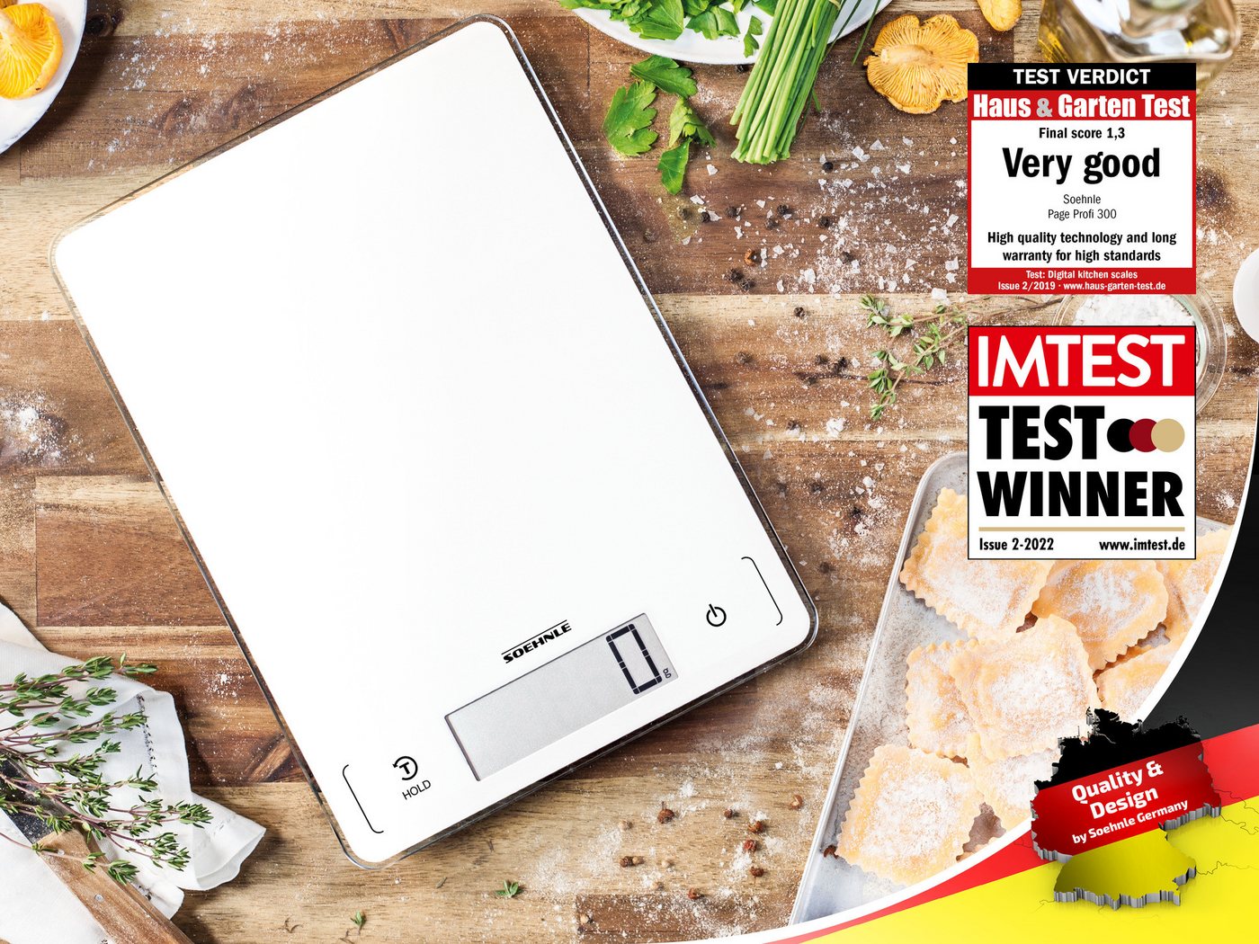 Soehnle Küchenwaage Page Profi 300, (1-tlg), LCD-Anzeige, große Wiegefläche, bis 20kg, Zuwiegefunktion (Tara), g/lb – Bild 3 von 5