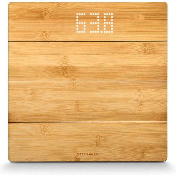 Soehnle Personenwaage Style Sense Bamboo Magic, 1-tlg., LED-Anzeige, bis 180kg, große Trittfläche aus Bambus, inkl. Batterien